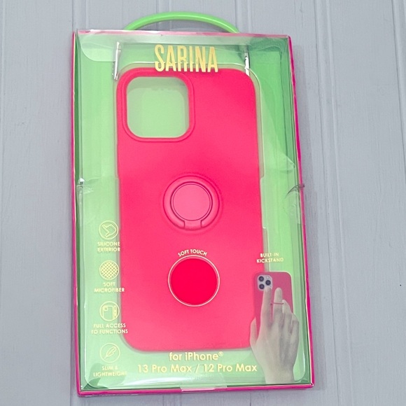 Sarina IPhone Case Built In Ring Stand‎ Pink Soft Touch 13 And 12 Pro Max NWOT - Picture 1 of 9